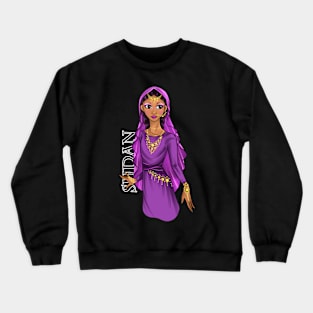 Black is Beautiful - Sudan Afrocentric Melanin Girl in traditional outfit Crewneck Sweatshirt